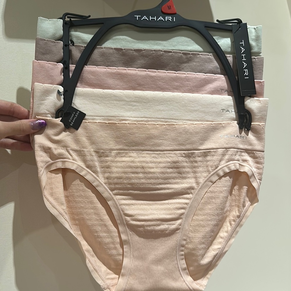 TAHARI 5PK STRIPE TEXTURE SEAMLESS HIPSTER